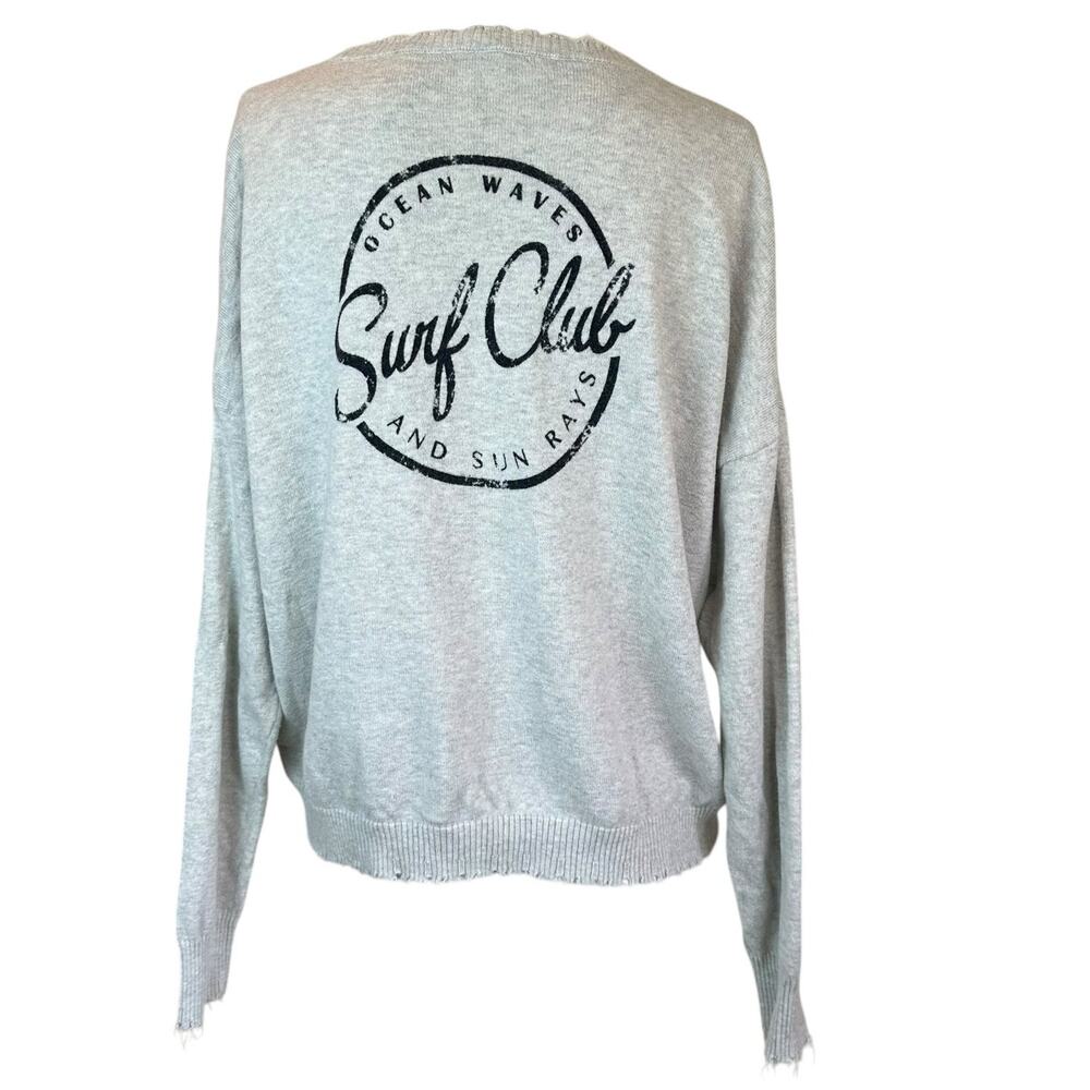 Minnie Rose Light Gray Surf Club Crewneck Sweater
